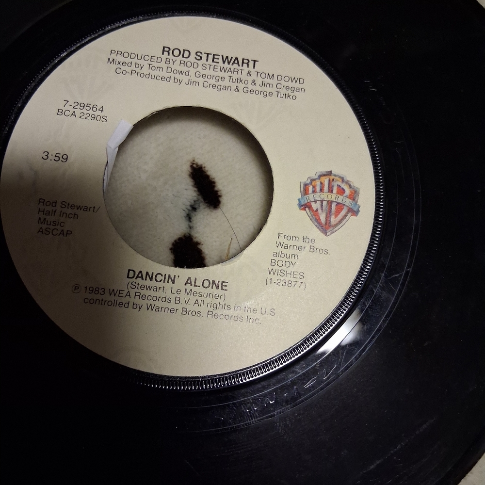 Rod Stewart Dancin' Alone 7" Vinyl Single — Cream Label, Black Vinyl
